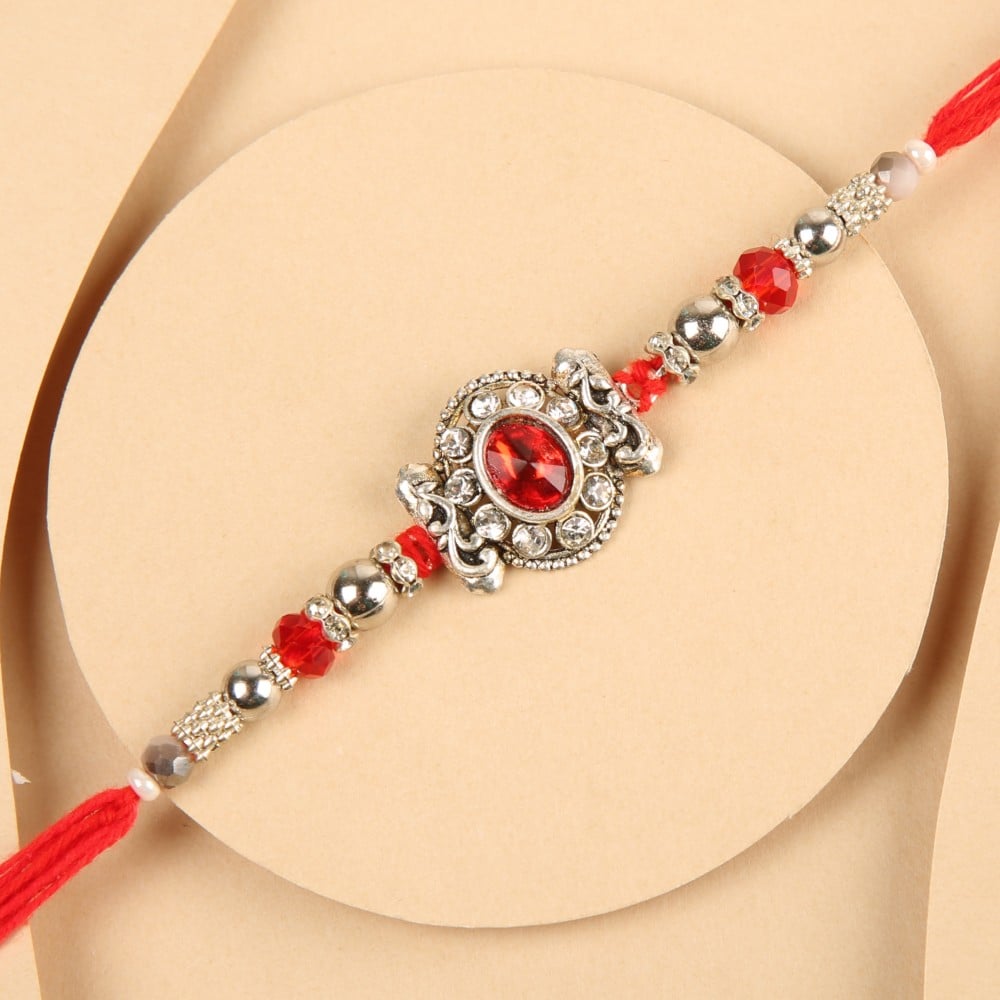 Square Rakhi Stone Studded & Beaded Premium Rakhi by Shree Rakhi Price - Buy Online ...