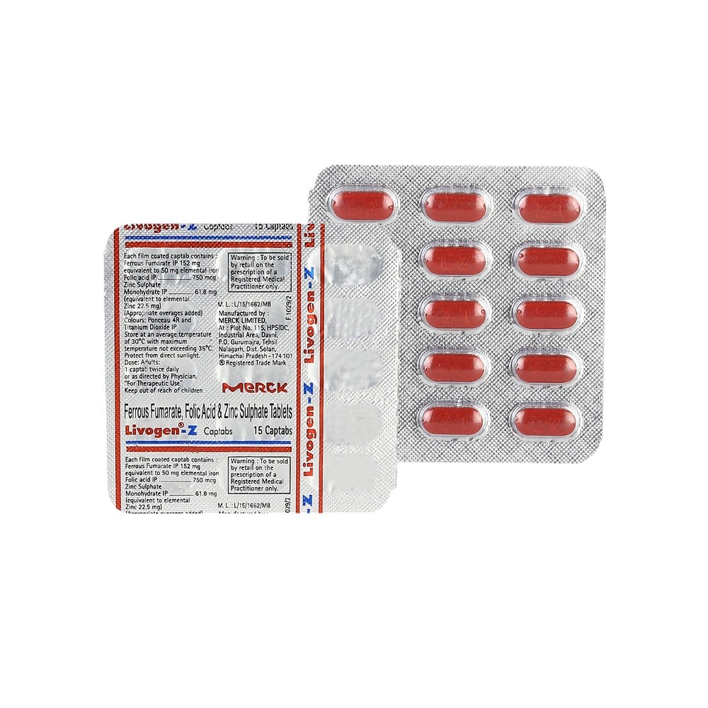 Livogen Z Strip of 15 Captabs Price - Buy Online at ₹90 in India