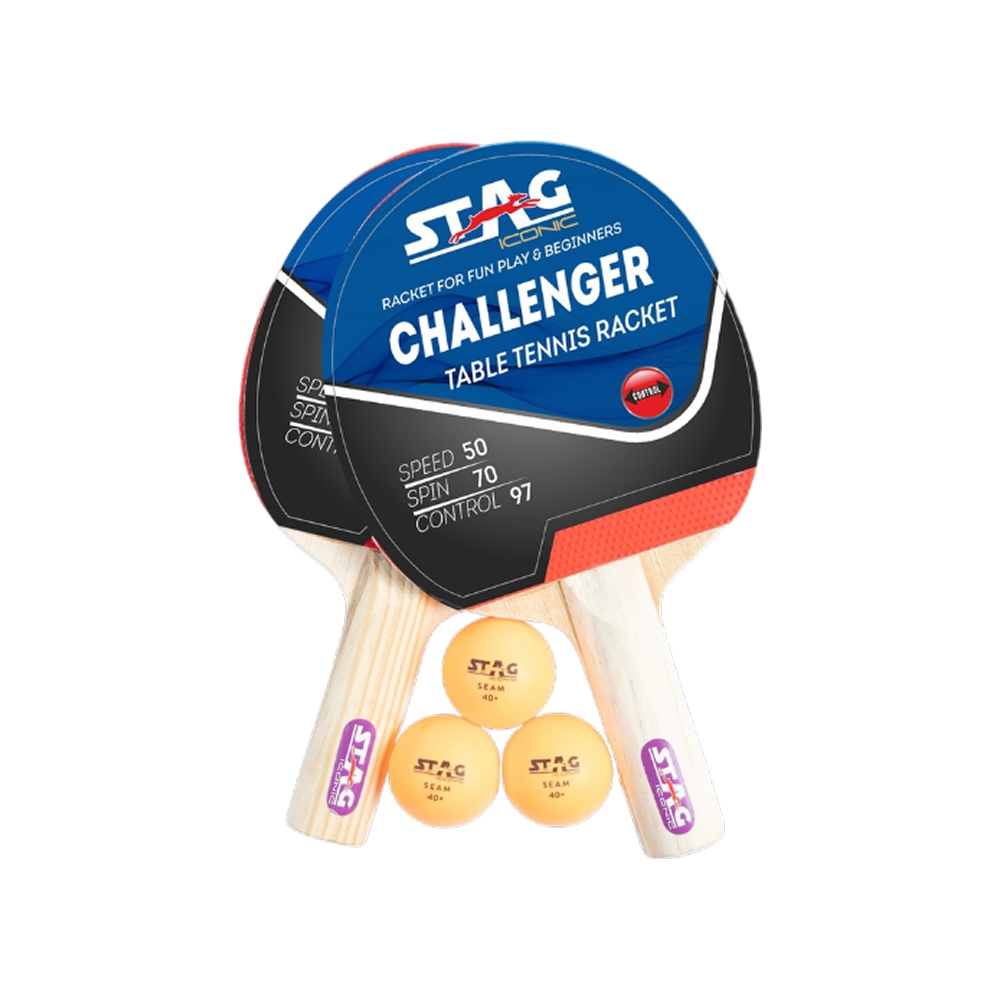 Stag Iconic Racket Stag Iconic Wood Table Tennis Racket & Ball Set (Red & Black) Price ...