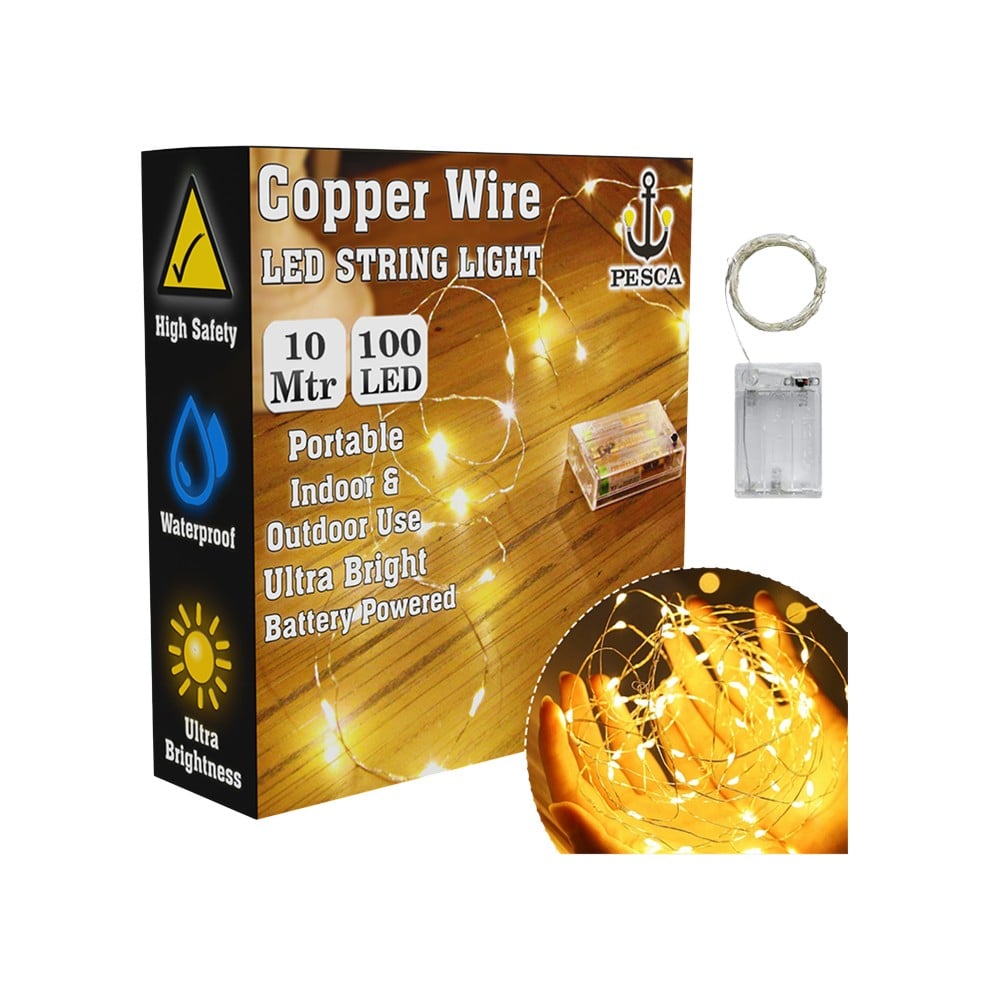 Warm White 10m LED Copper String Light (3 W) - Pesca Price - Buy Online ...