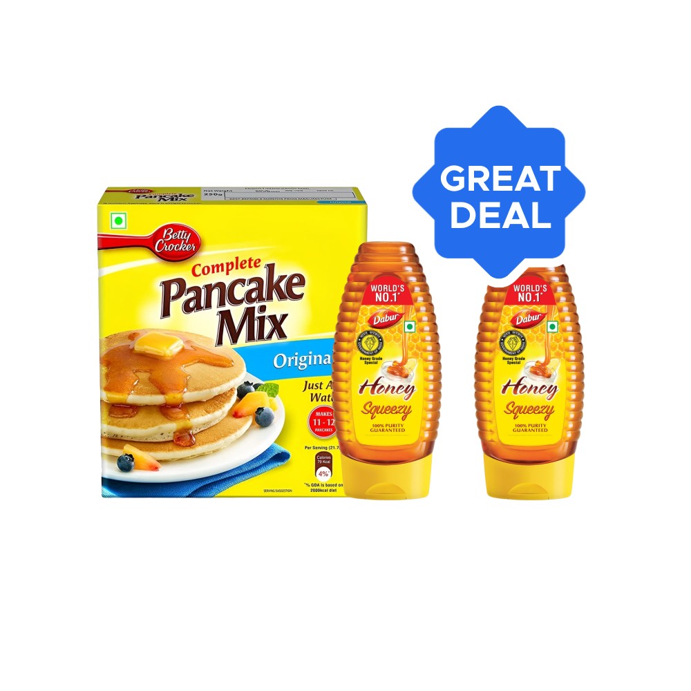 Betty Crocker Classic Pancake Mix (Original) + Dabur Honey Squeezy, 100 ...