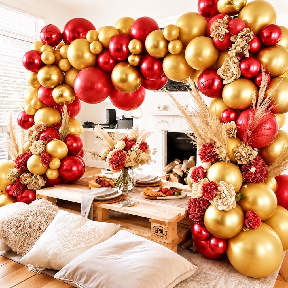 Red & Gold Metallic Balloons Decoration Kit Just Party Price - Buy ...