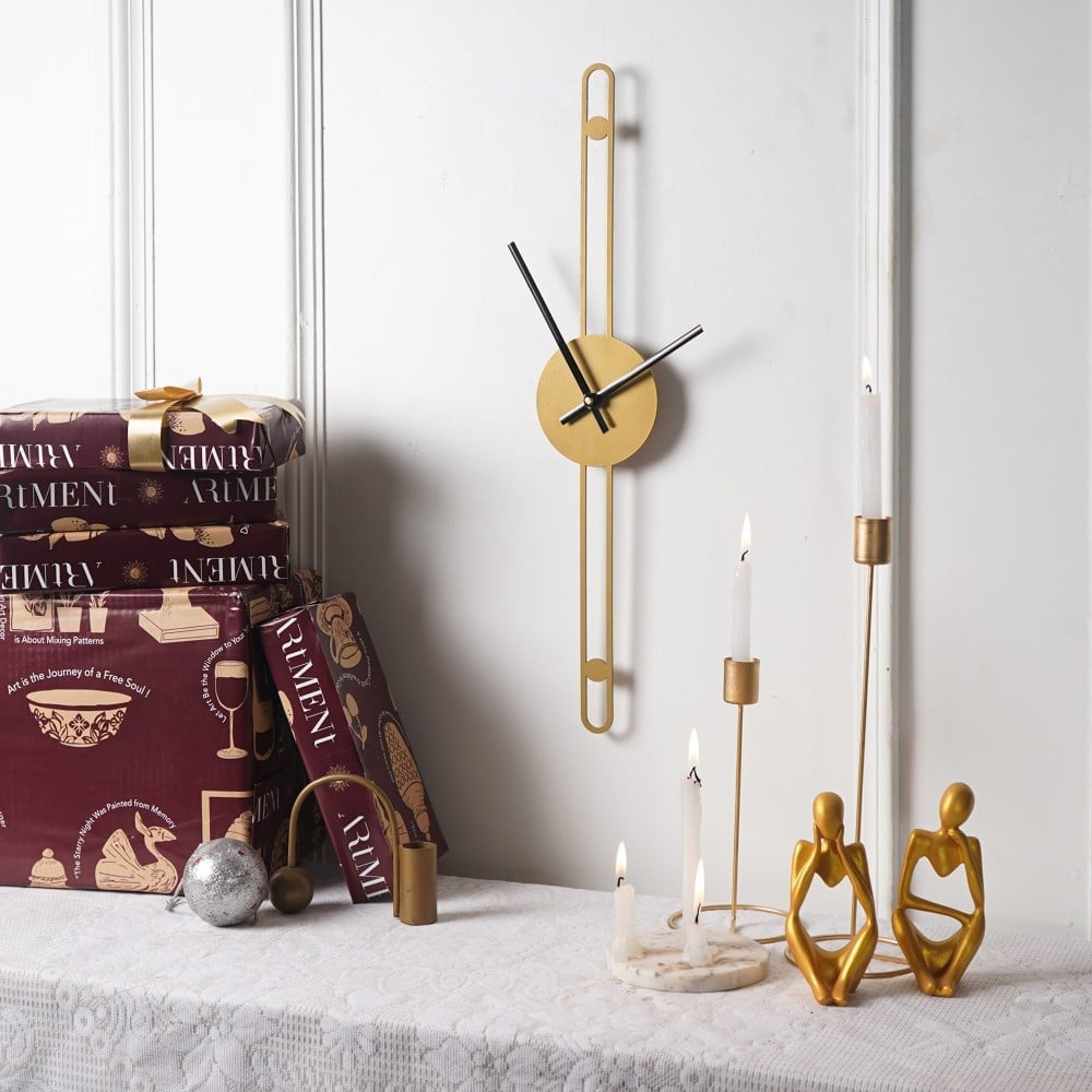 Clock With Needle Nordic Minimalist Needle Wall Clock (Golden) - The Artment Price - Buy ...