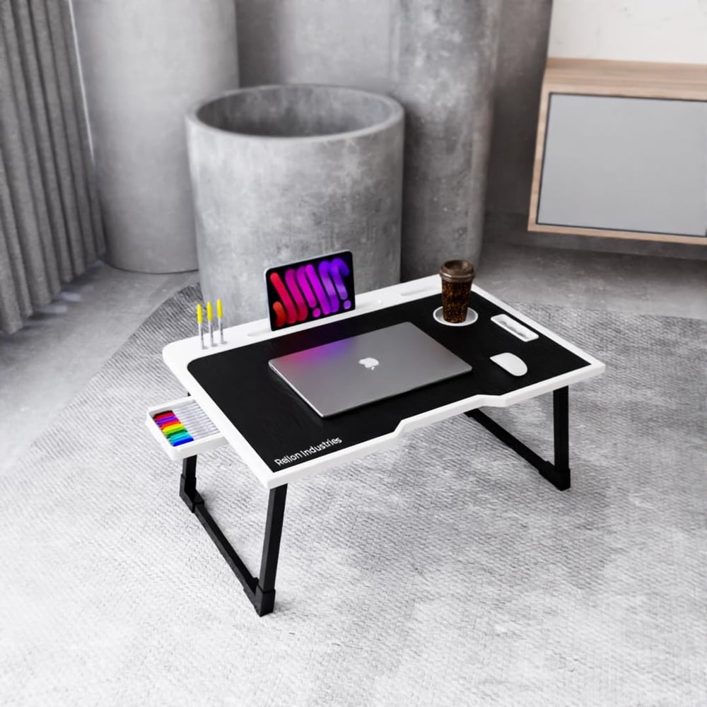 Rellon Foldable Laptop Table (Black, White) Price - Buy Online at Best ...