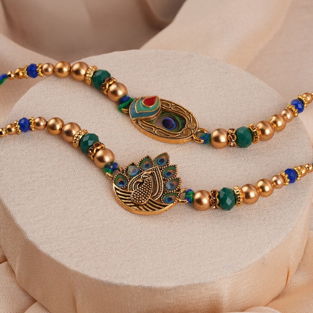 Mor Rakhi Mor Pankh Enamelled Rakhi Set by Shree Rakhi Price - Buy Online at Best ...