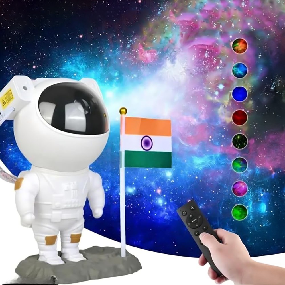 Astronaut 7 W Projector Lamp (with Flag & Remote, White) - DesiDiya ...