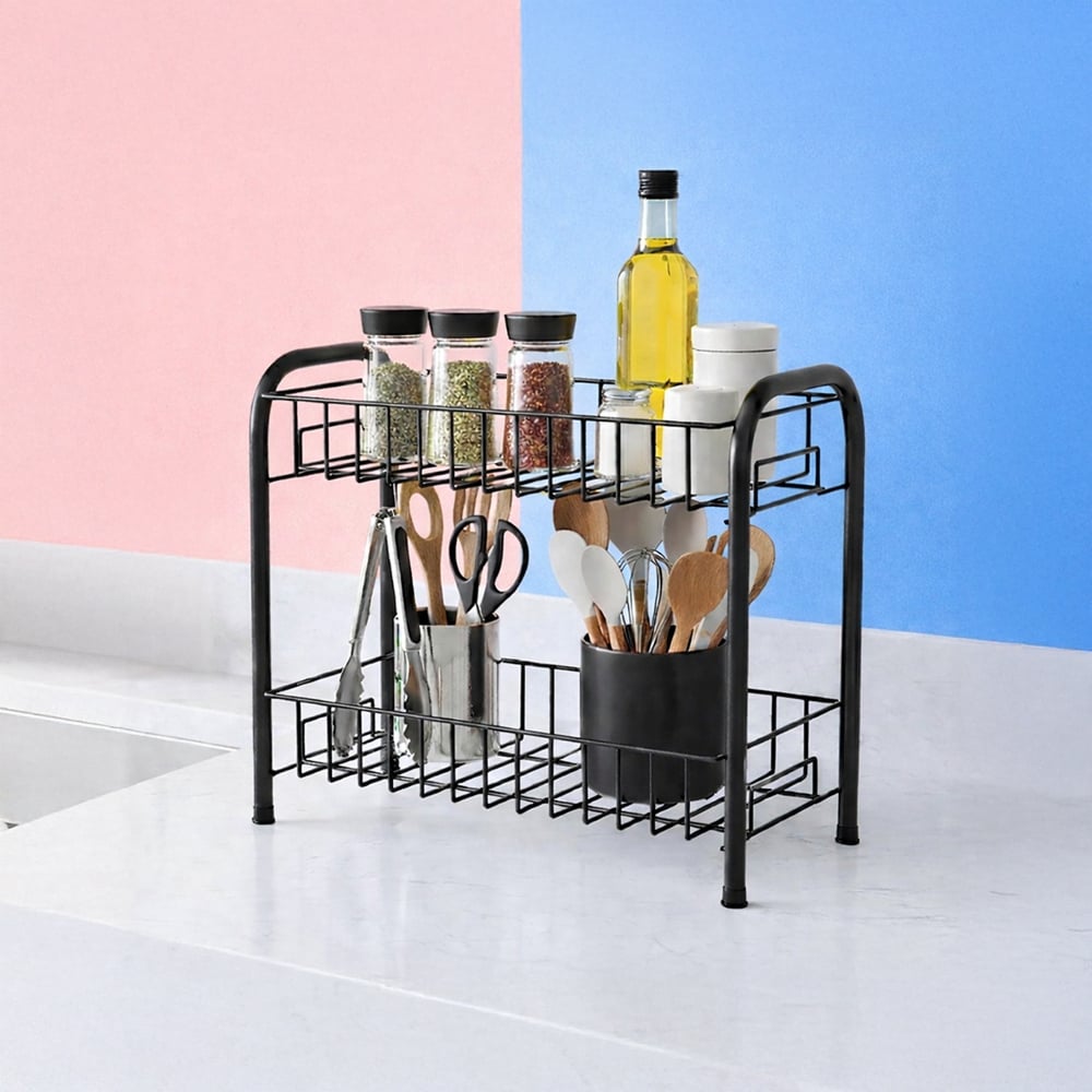 Nishk Multipurpose 2-Tier Kitchen Rack (Alloy, Stainless Steel) Price ...