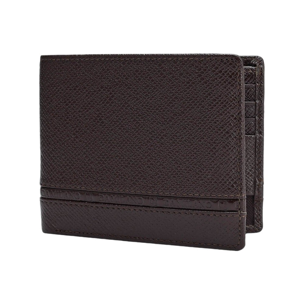E04 Men's Classic Genuine Leather Wallet - Coffee Brown With 11 Card Slots & Secure Zipper Closure