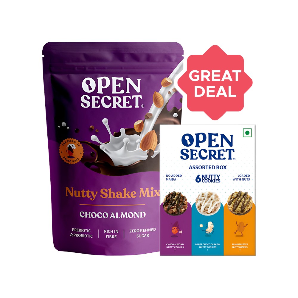 Open Secret Tea Open Secret Zero Maida Assorted Protein Cookies Gift Pack + Nutty Shake ...