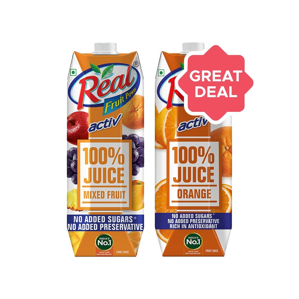 Real Activ Activ 100% Orange Juice + Activ 100% Mixed Fruit Juice Combo ...