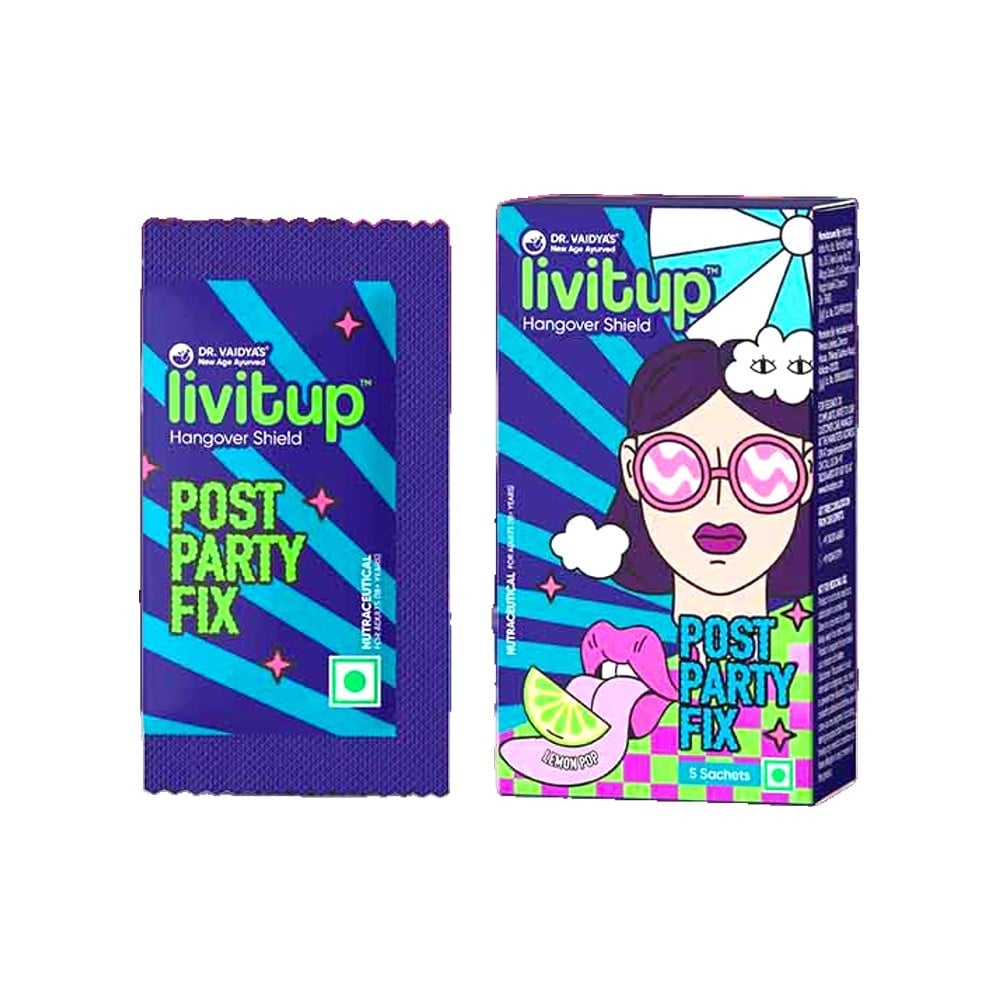 Party Fix Dr. Vaidya's Livitup Post Party Fix Sachets Hangover Solution (Box ...