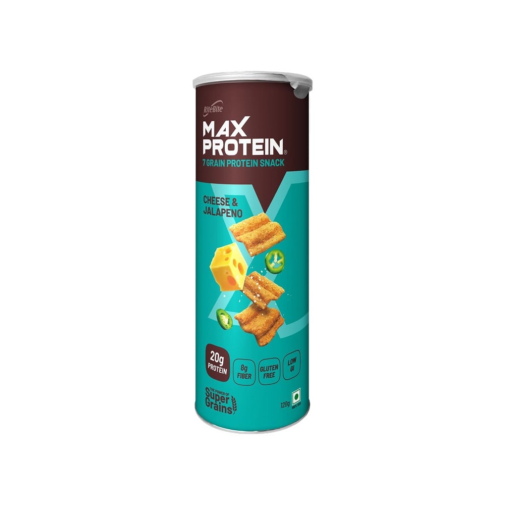 RiteBite Max Protein Cheese & Jalapeno 20 g Protein Multigrain Chips ...