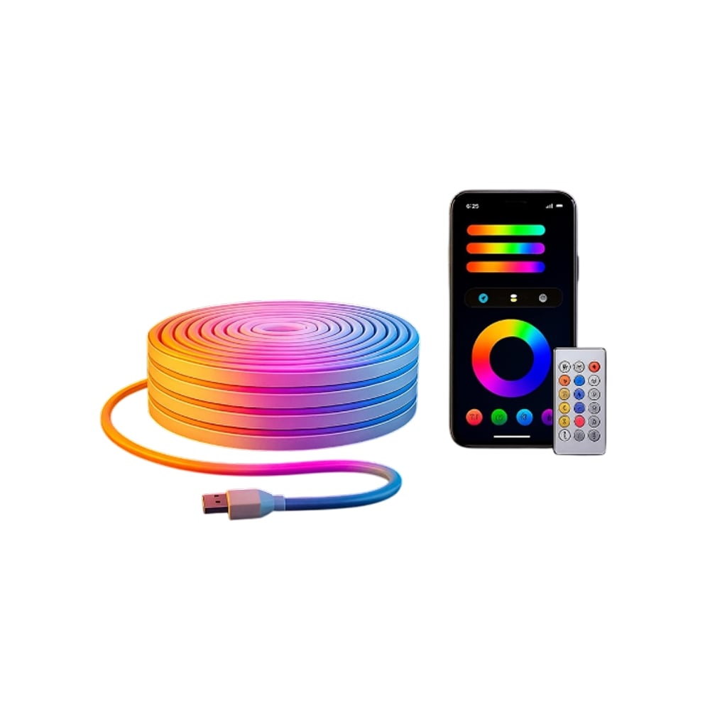Multicolour Smart RGB Neon LED Strip Lights (2 W) - 6 Pieces - Image 1