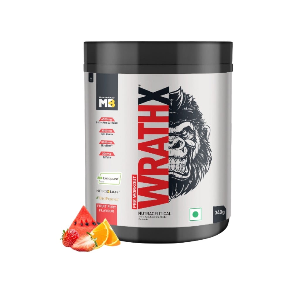 MuscleBlaze Pre Workout WrathX (Fruit Fury) 510g