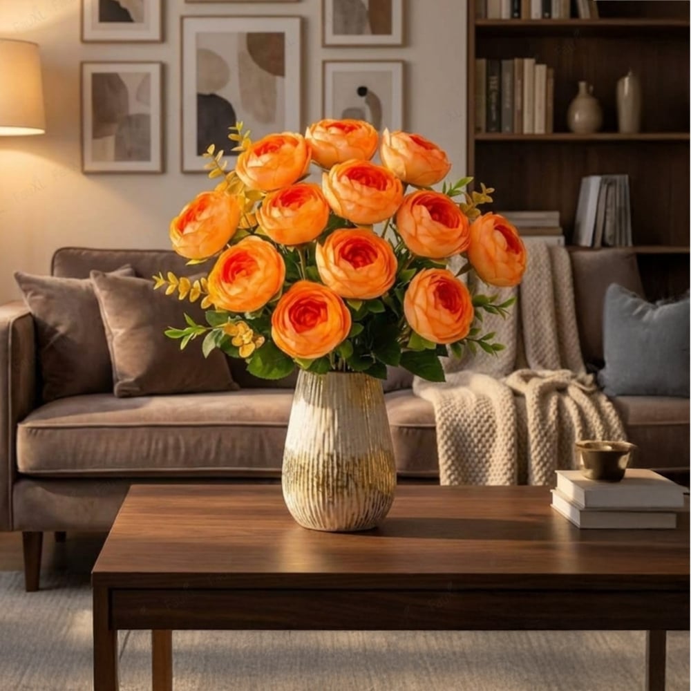 FauXL Orange Roses Artificial Flower Bunch Price - Buy Online at Best ...