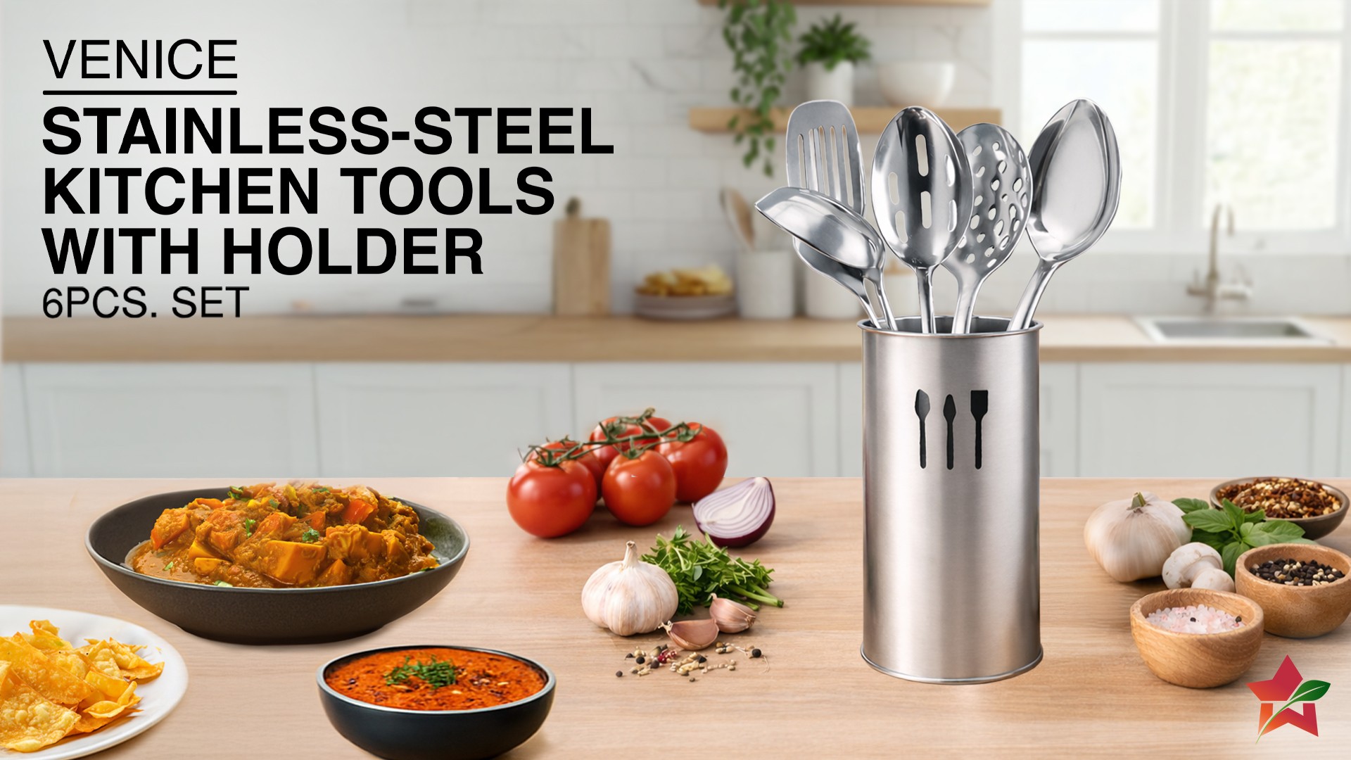 Wonderchef Stainless Steel Venice Cooking Spoon Set with Stand Price ...