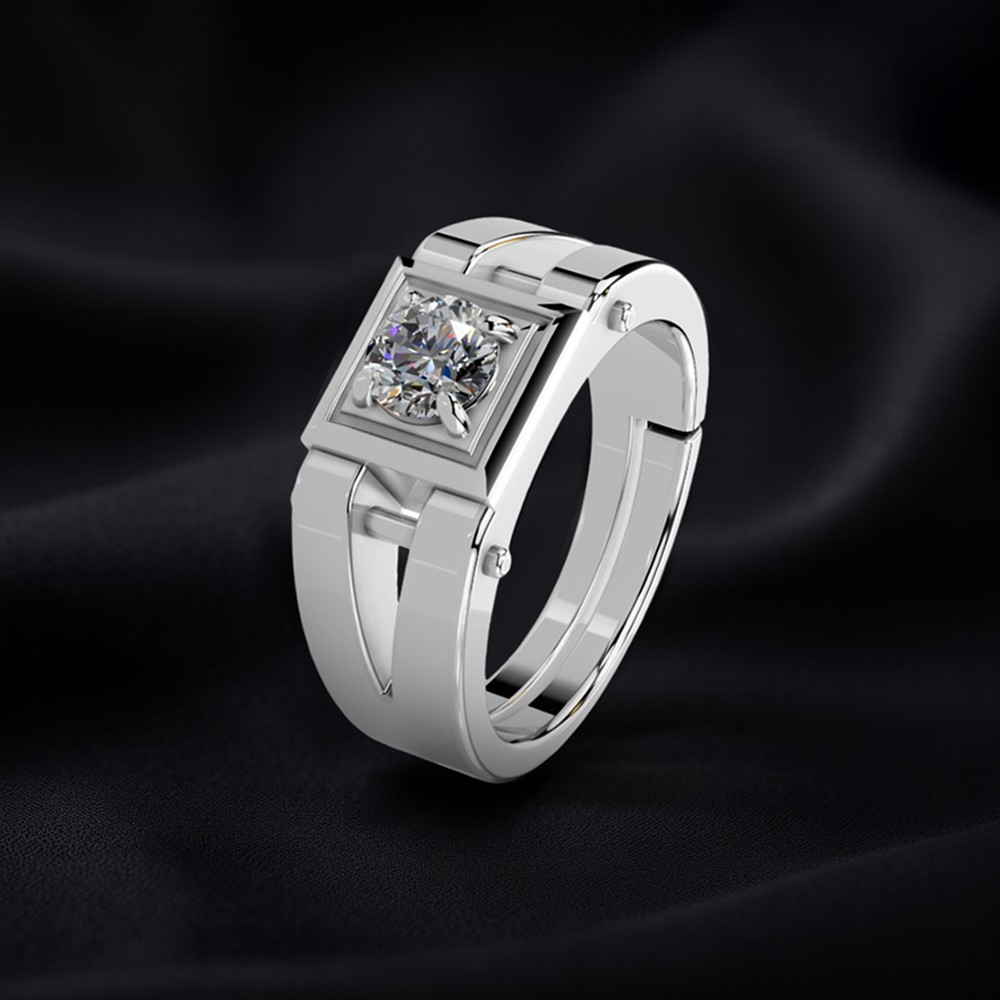 Miss Highness Solitaire Men's Adjustable Ring Adjustable Ring (Silver ...