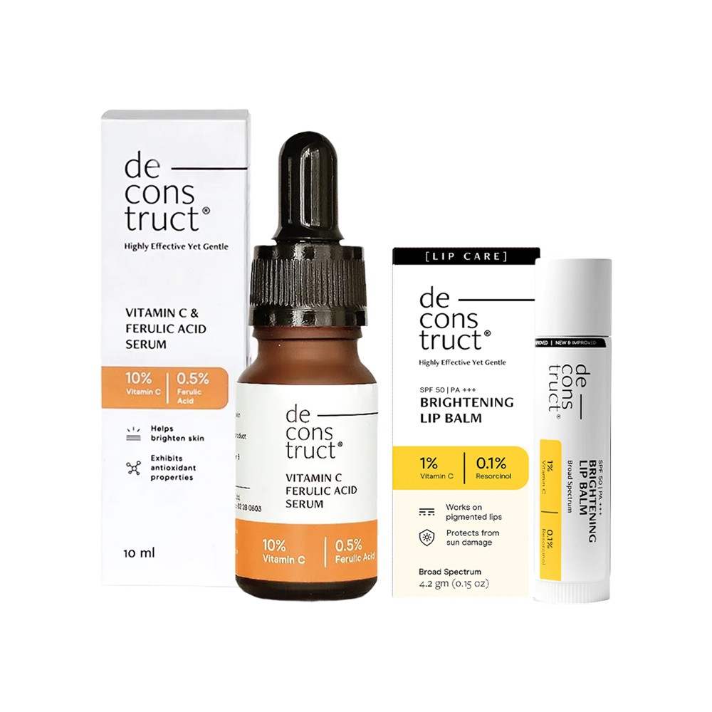 deconstruct vitamin c serum lip balm Brightening with SPF 30 & (Transparent) + 10% Vitamin C Face Combo Price Vitamin C Lip Balm Benefits: