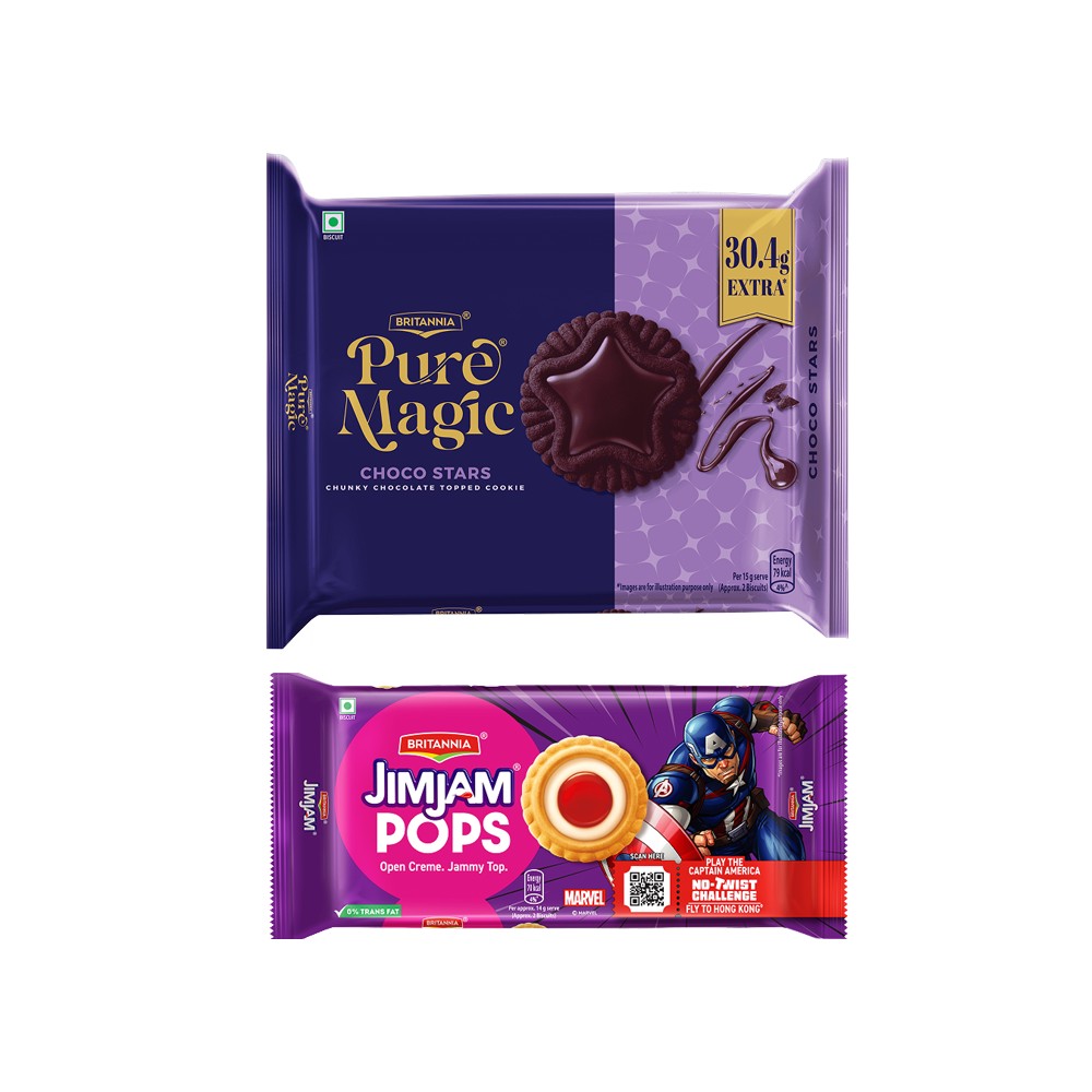 Britannia Treat Jim Jam Pops Crunchy Open Cookies + Britannia Pure ...