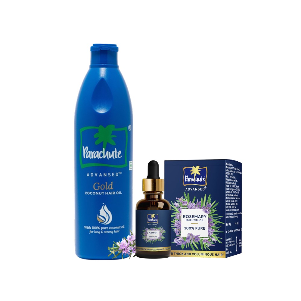 Parachute Advansed Rosemary Essential Oil + Gold Coconut Hair Oil Combo