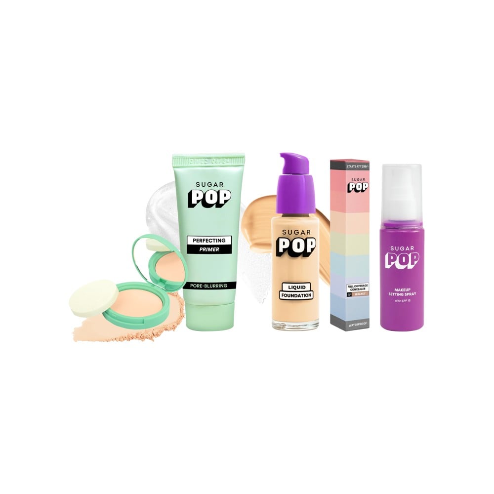 Sugar Compact Sugar Pop Perfecting Primer + Liquid Foundation (01 Cashew) + Full ...
