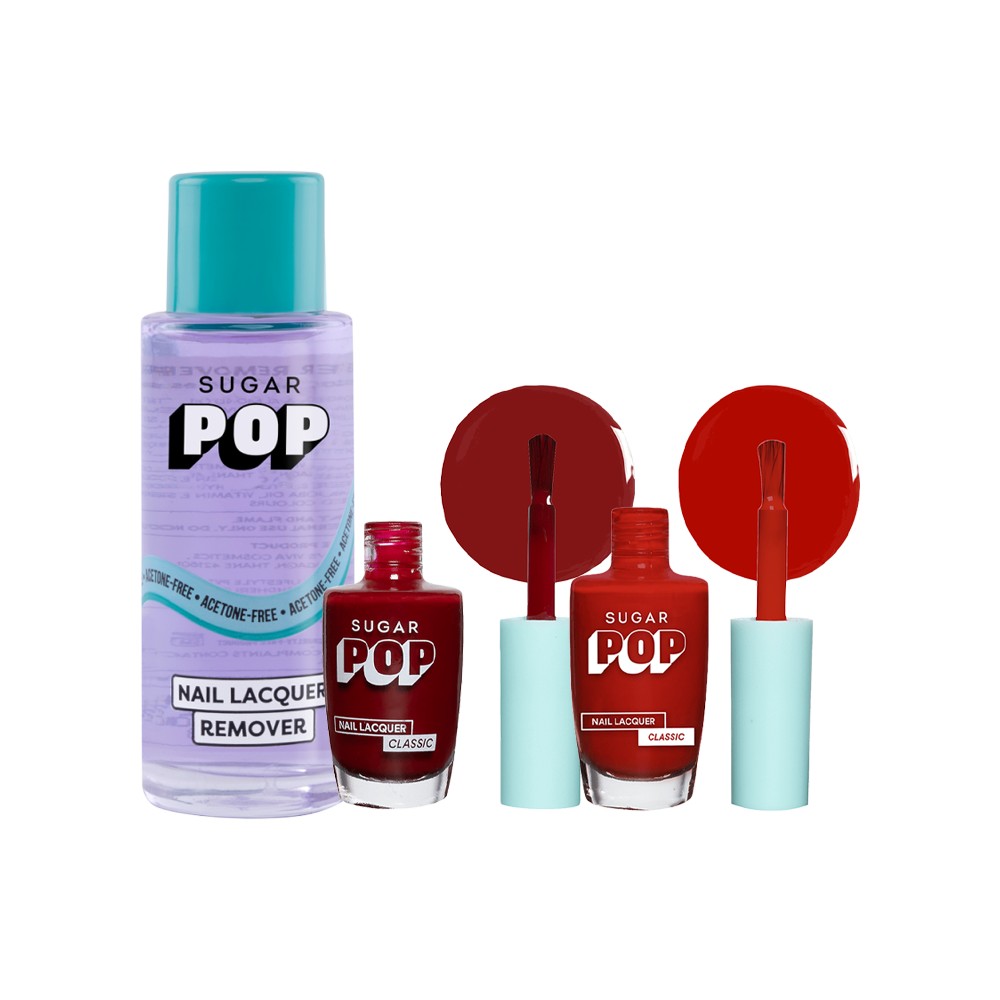 Sugar Pop Nail Paint (18 Red Rum) + Nail Paint (15 Bold Please) + Nail ...