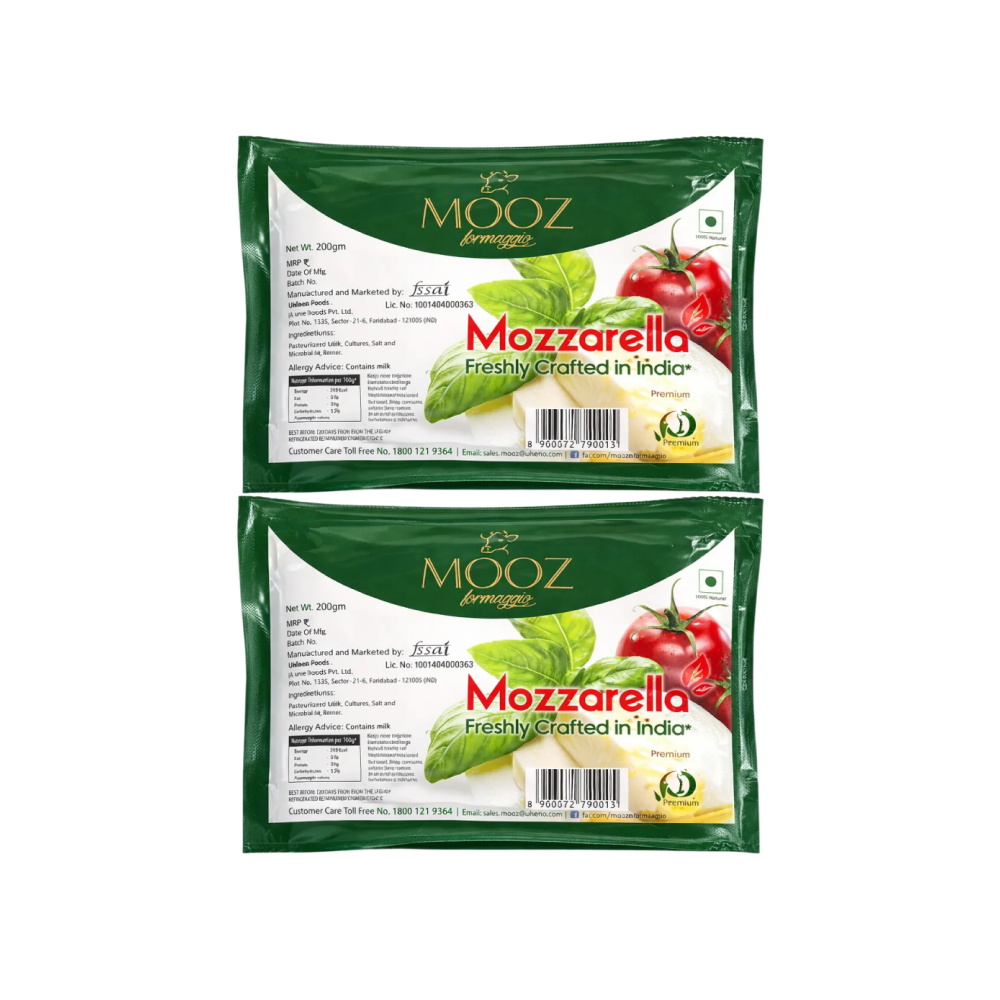 Mooz Pizza Mozzarella Cheese Block - Pack of 2 - Fresh delivery in Aurangabad