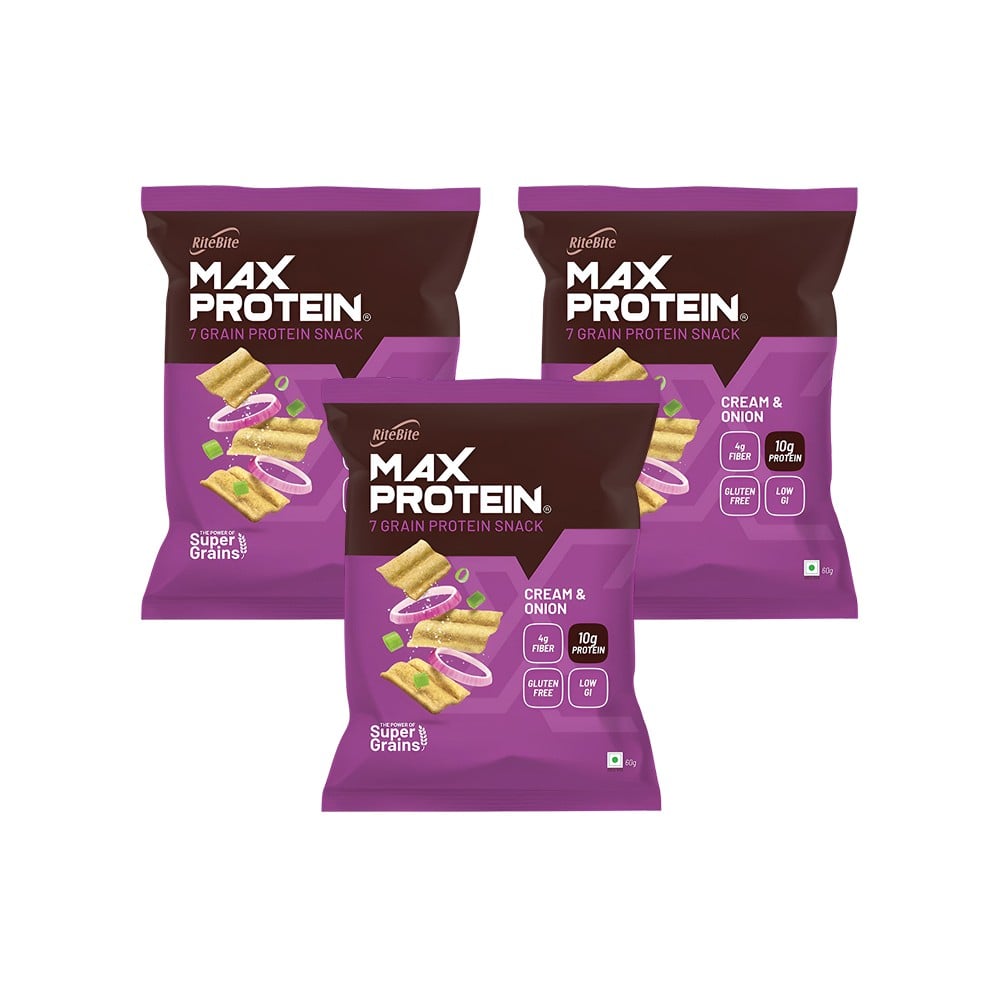 RiteBite Max Protein Cream & Onion 10 g Protein Multigrain Chips
