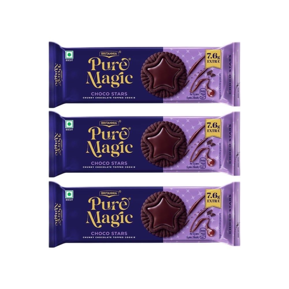 Britannia Pure Magic Choco Stars Chunky Chocolate Topped Cookies - Pack ...
