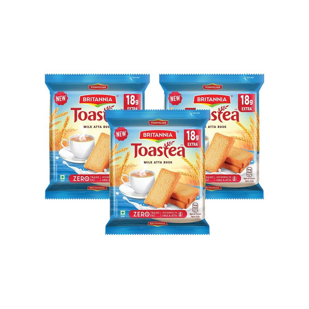 Britannia Toastea Milk Atta Rusk - Pack of 3 Price - Buy Online at ₹87 ...