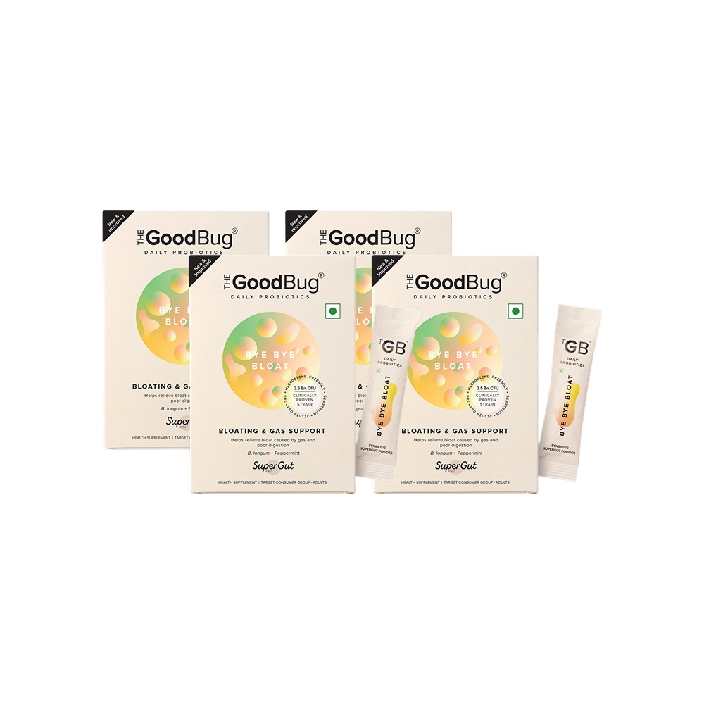 The Good Bug Bye Bye Bloat Gut Health Supplement Powder - Pack of 4 ...