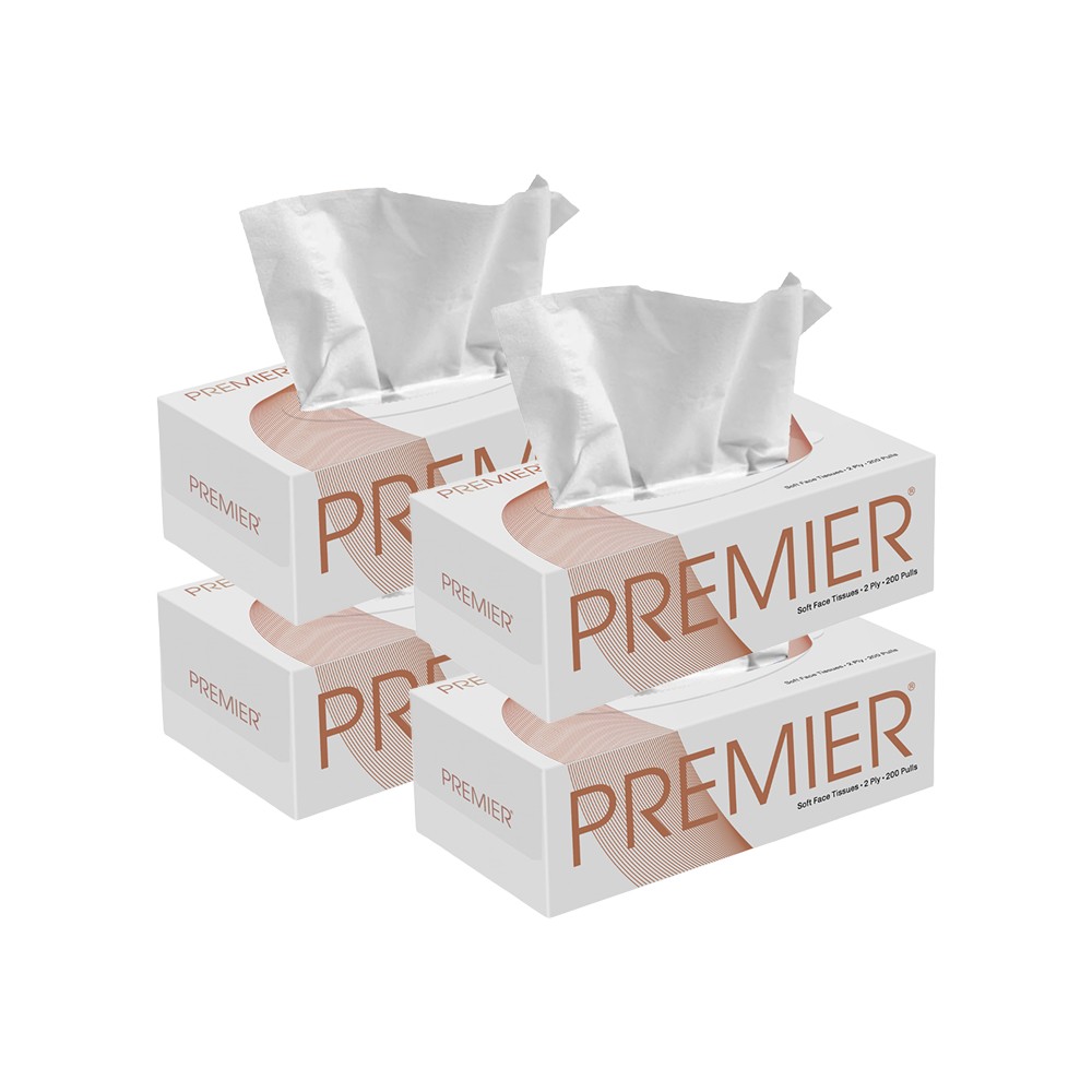 Premier Face Tissue Box - 200 Pull (2 Ply) - Pack of 4 Price - Buy ...