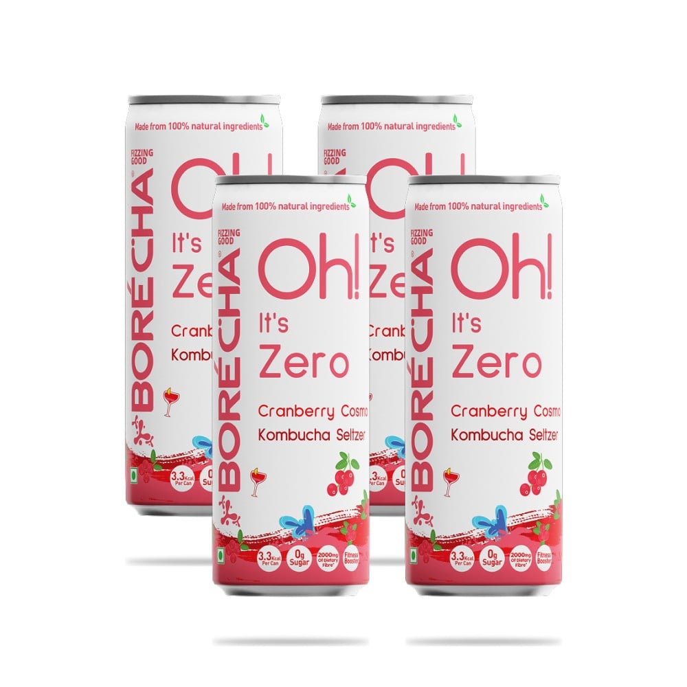 Borecha Cranberry Cosmo Zero Sugar Kombucha - Pack of 4 Price - Buy ...