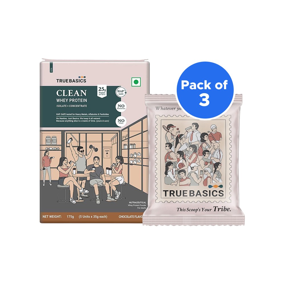 Truebasics Sticker Pack TrueBasics Clean Whey Protein Powder Isolate & Concentrate Blend Sachet ...