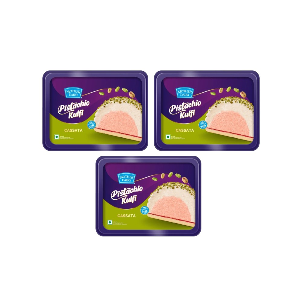Mother Dairy Pistachio Kulfi Cassata Ice Cream - Pack of 3 Price