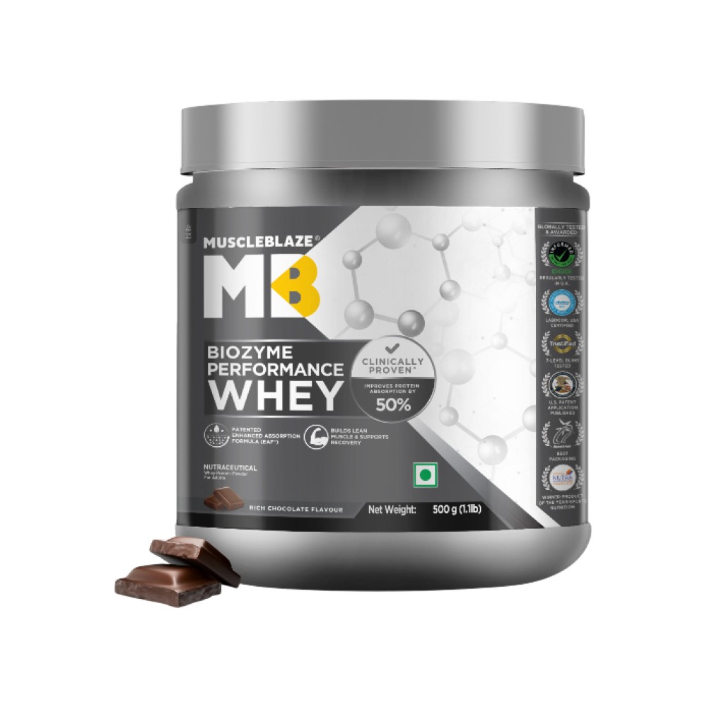 MuscleBlaze Biozyme Performance Whey Protein Powder (Rich Chocolate ...