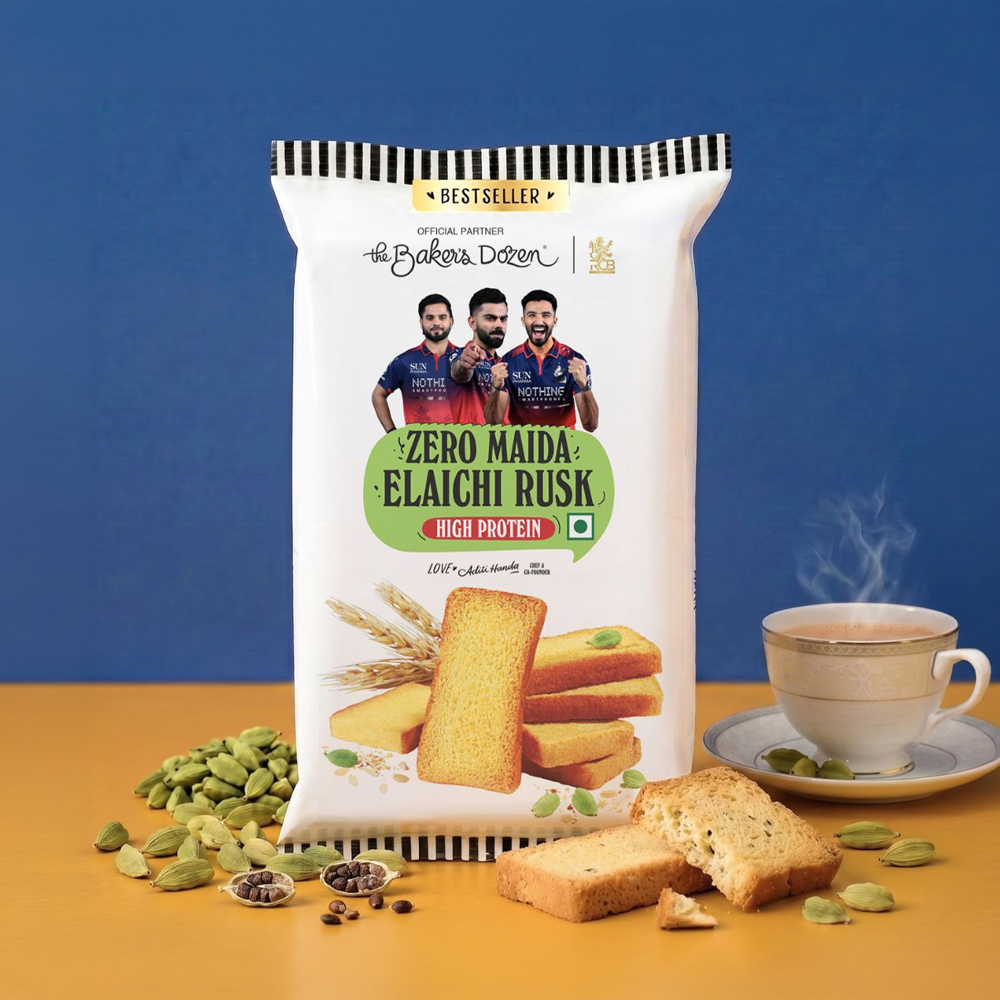 The Baker's Dozen Elaichi Rusk (Zero Maida, High Protein) - Fresh delivery in Aurangabad
