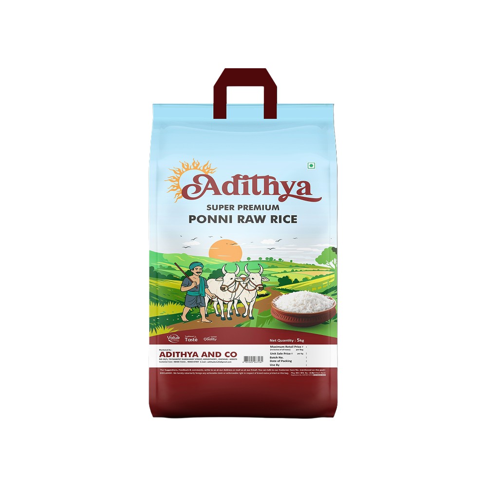 Adithya Premium Raw Ponni Rice (Medium Grain) Price - Buy Online at ...