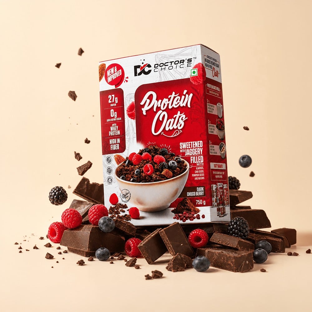 Doctor's Choice High Protein Oats - Dark Choco Berry 50g - Image 1