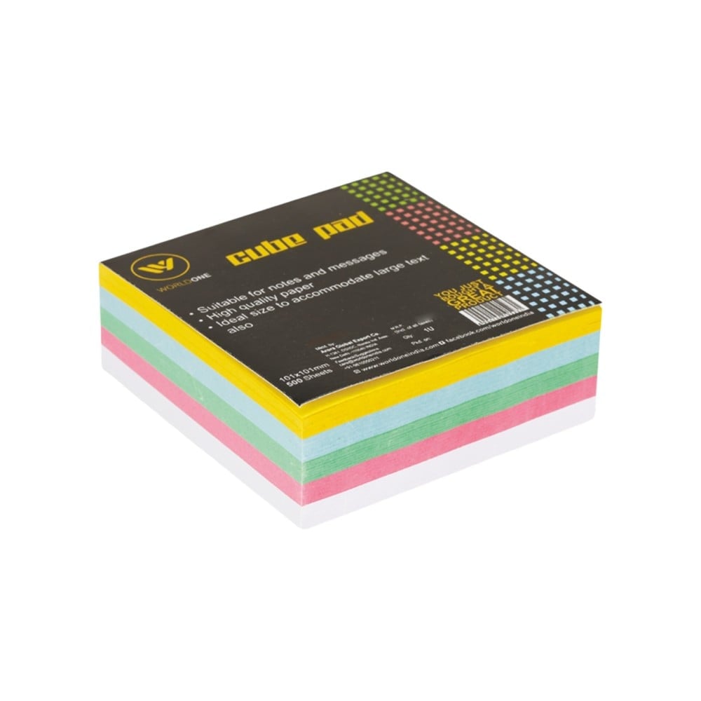 Worldone Non-Sticky Cube Memo Pad (70 GSM, Multicolour) Price - Buy ...