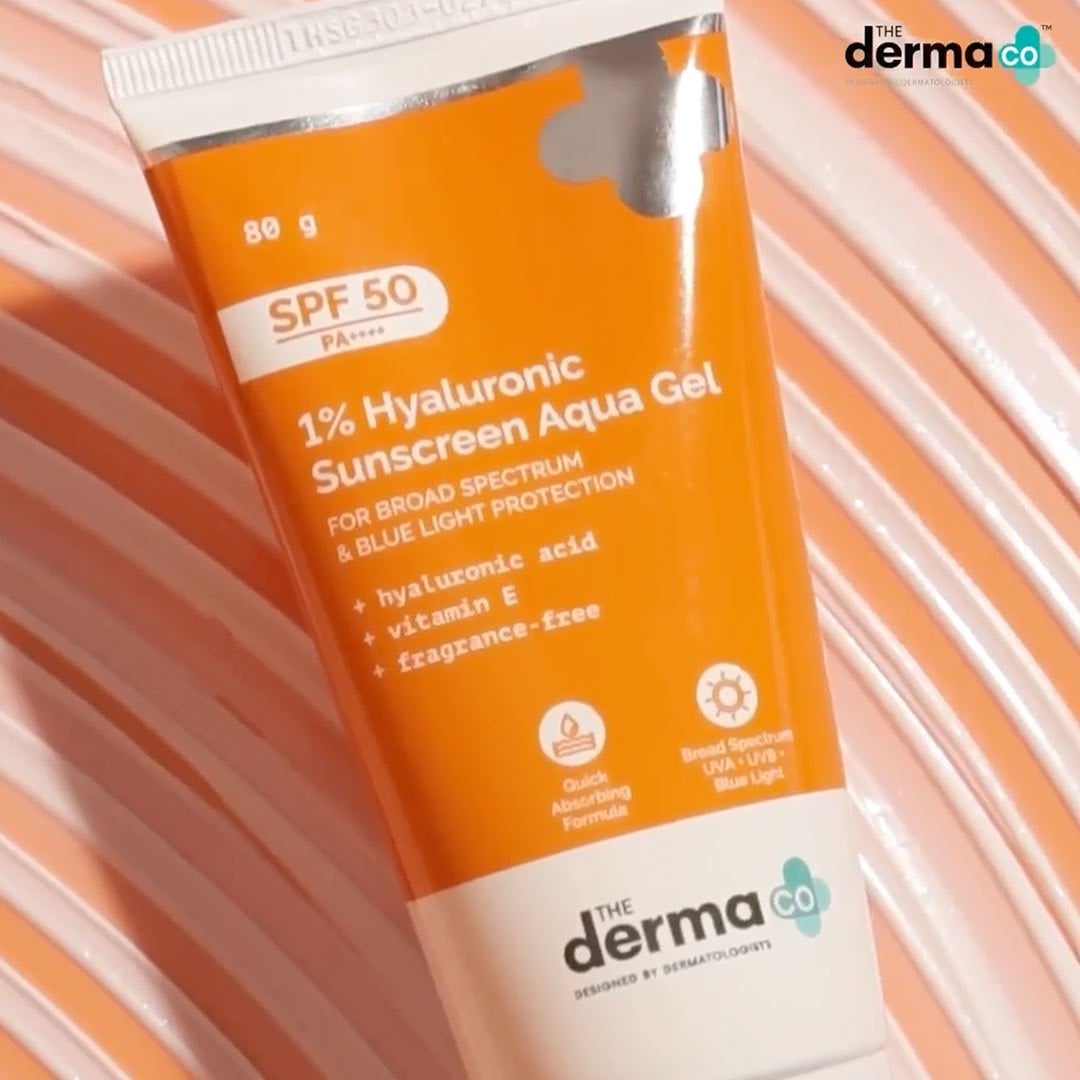 The Derma Co 1% Hyaluronic Sunscreen Gel Aqua (80 g) (SPF 50 PA ...