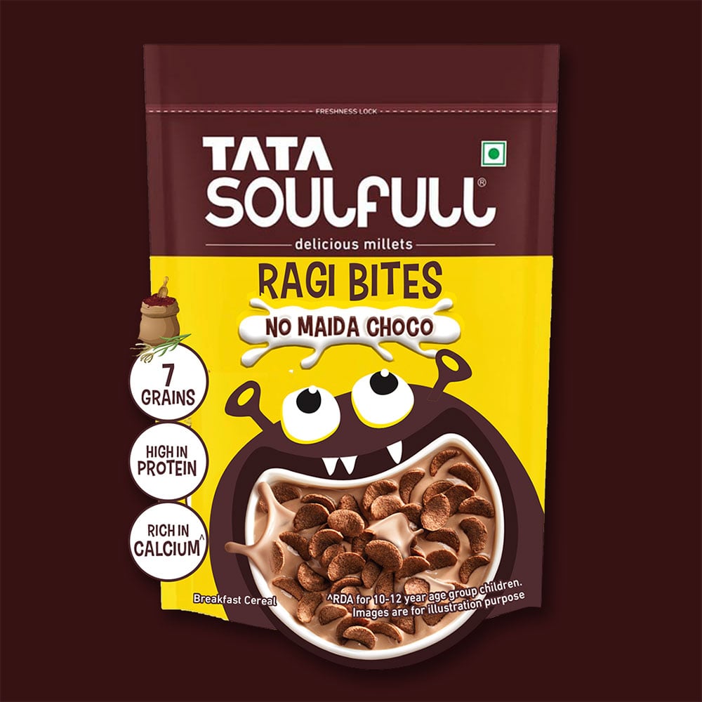 Tata Soulfull Ragi Bites Choco 7 Grains Kids Breakfast Cereal (No Maida ...