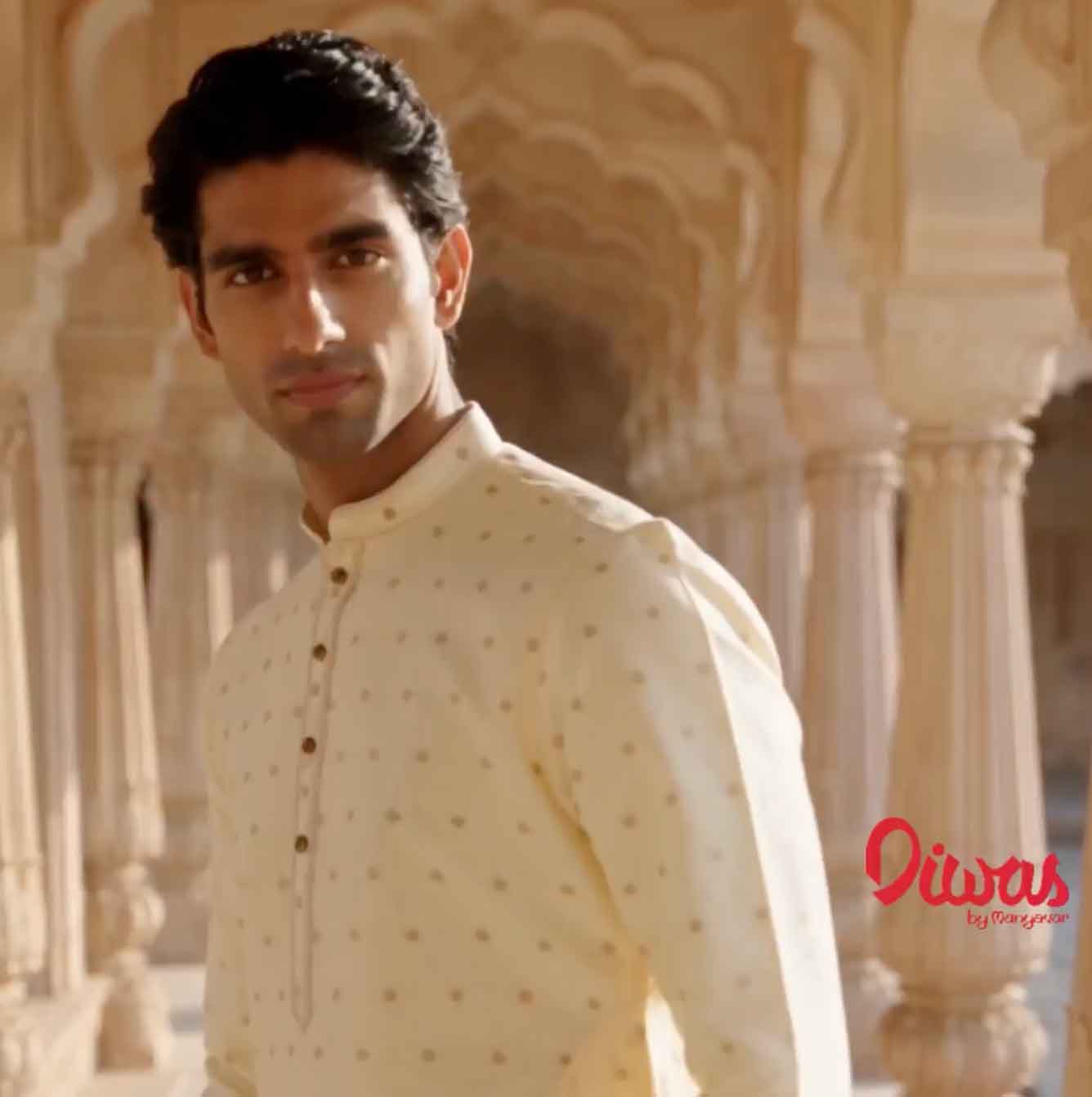 Diwas by Manyavar Self Design Men's Kurta (Regular Fit, Off White ...