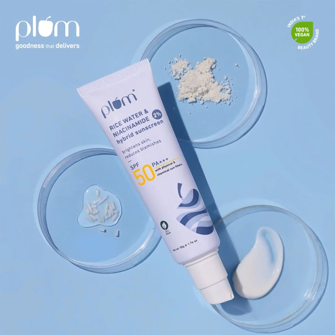 Plum Rice Water & 2% Niacinamide Hybrid Sunscreen (SPF 50 PA++++) Price ...